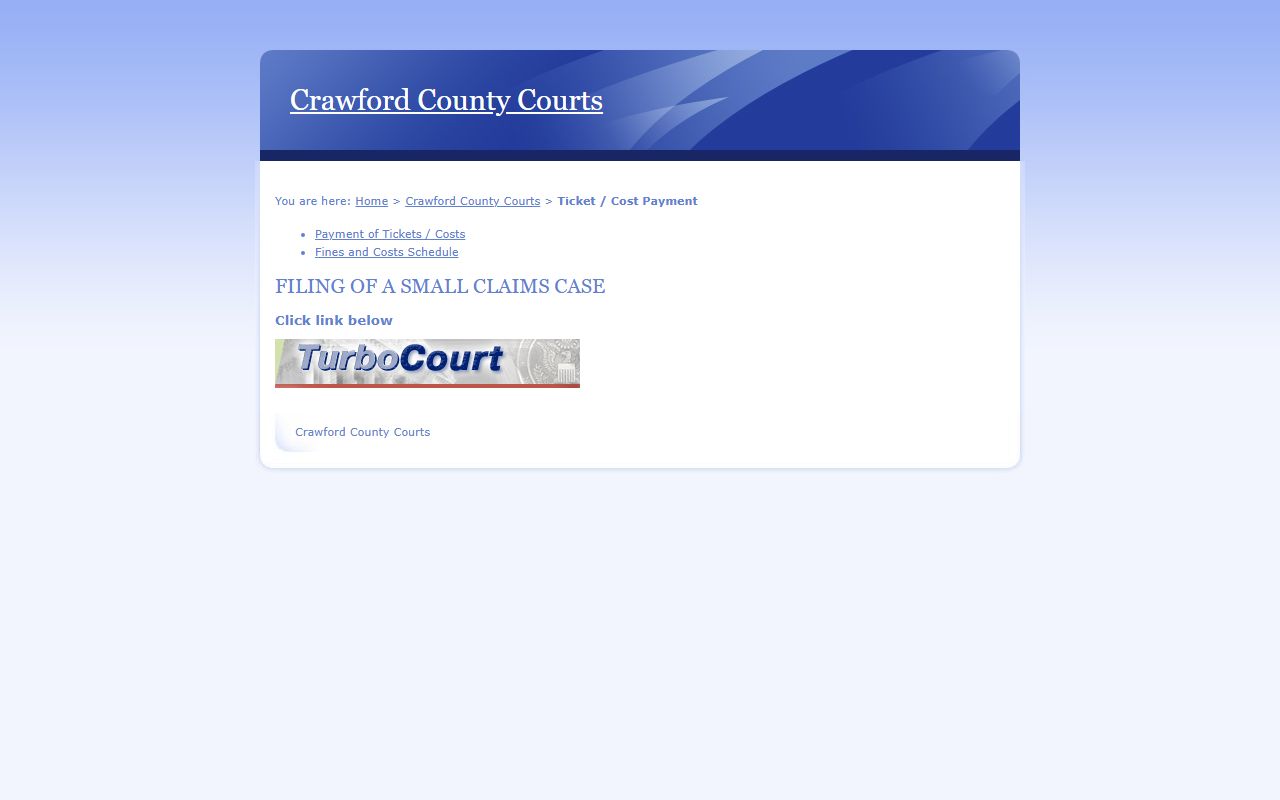 Crawford County legacy filing and payments page tied to court charge records