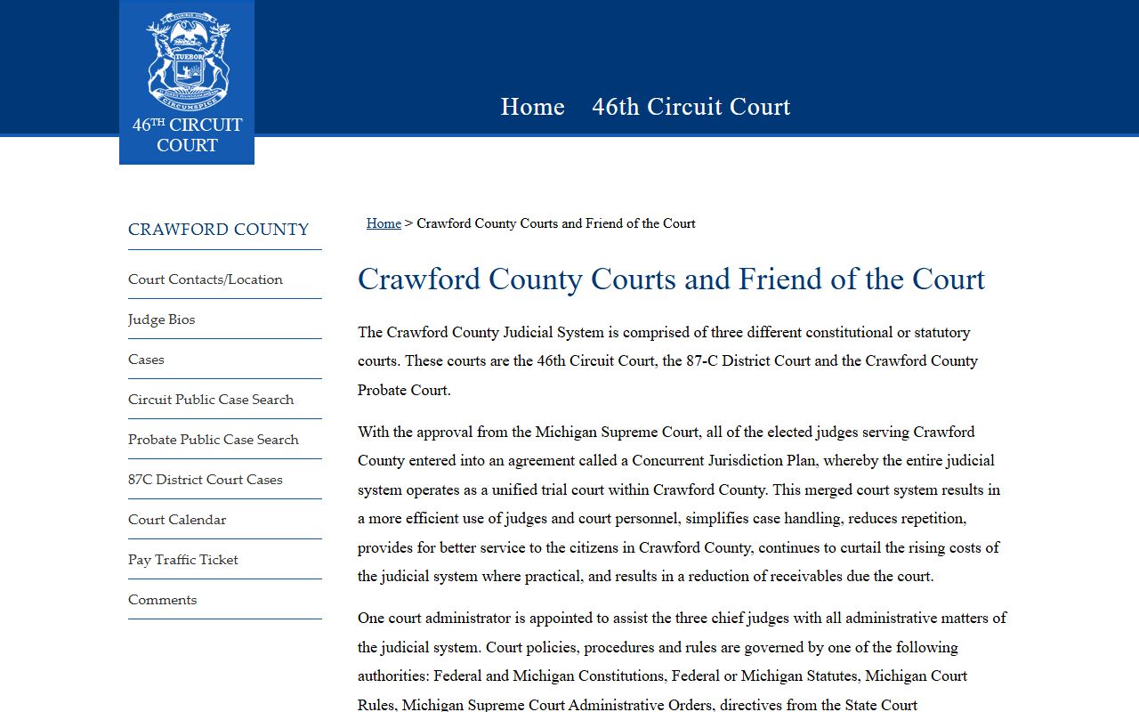 Crawford County court records access on the Circuit 46 courts page