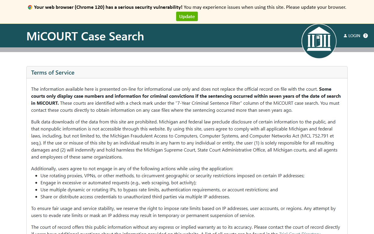 Crawford County court records search for 46th Circuit cases on MiCOURT