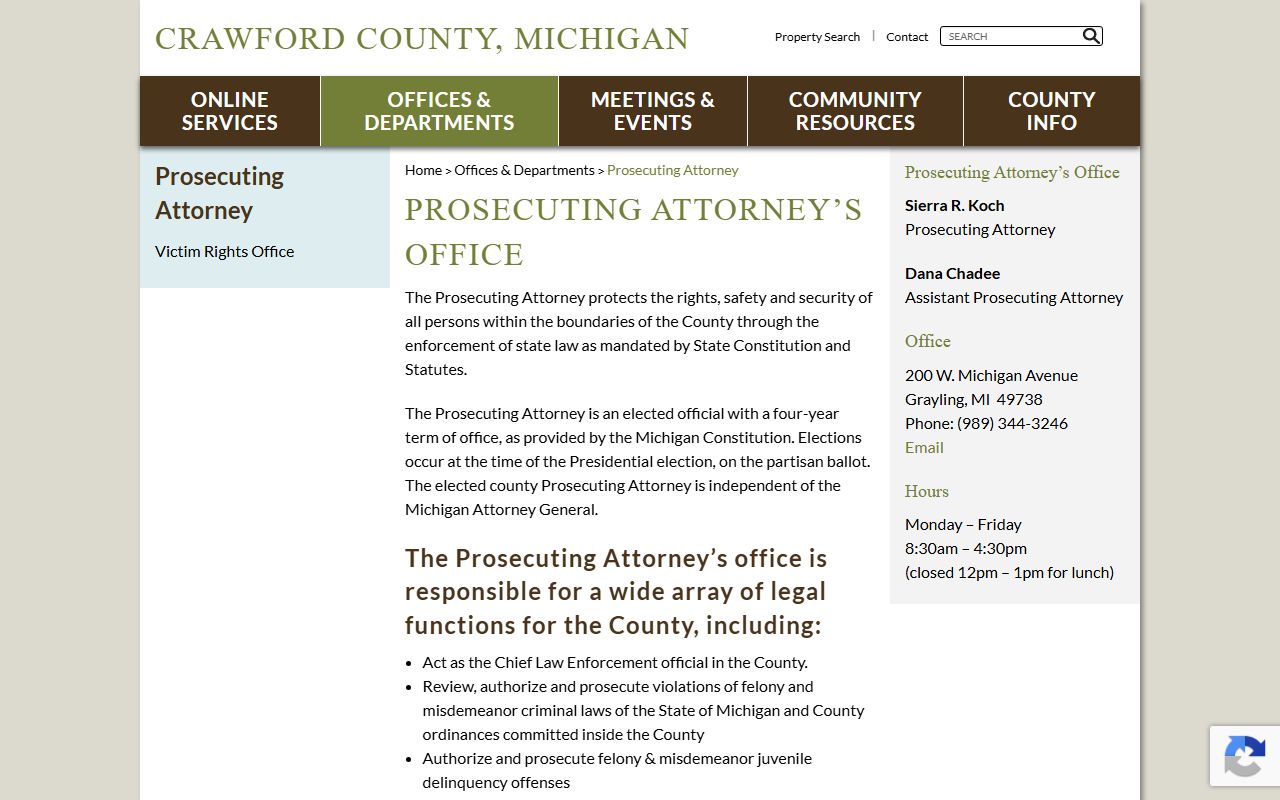 Crawford County prosecuting attorney page tied to criminal court records and charges