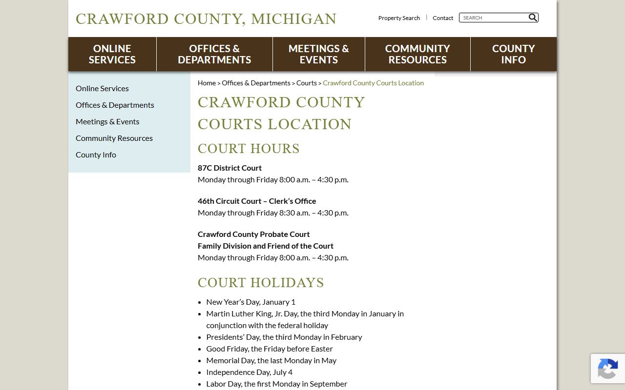 Crawford County courthouse location page for court records access