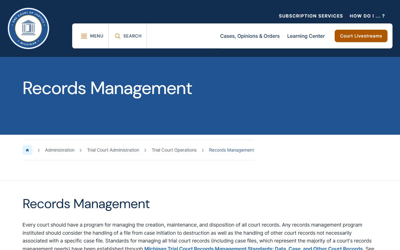 Michigan records management rules for Crawford County court records access