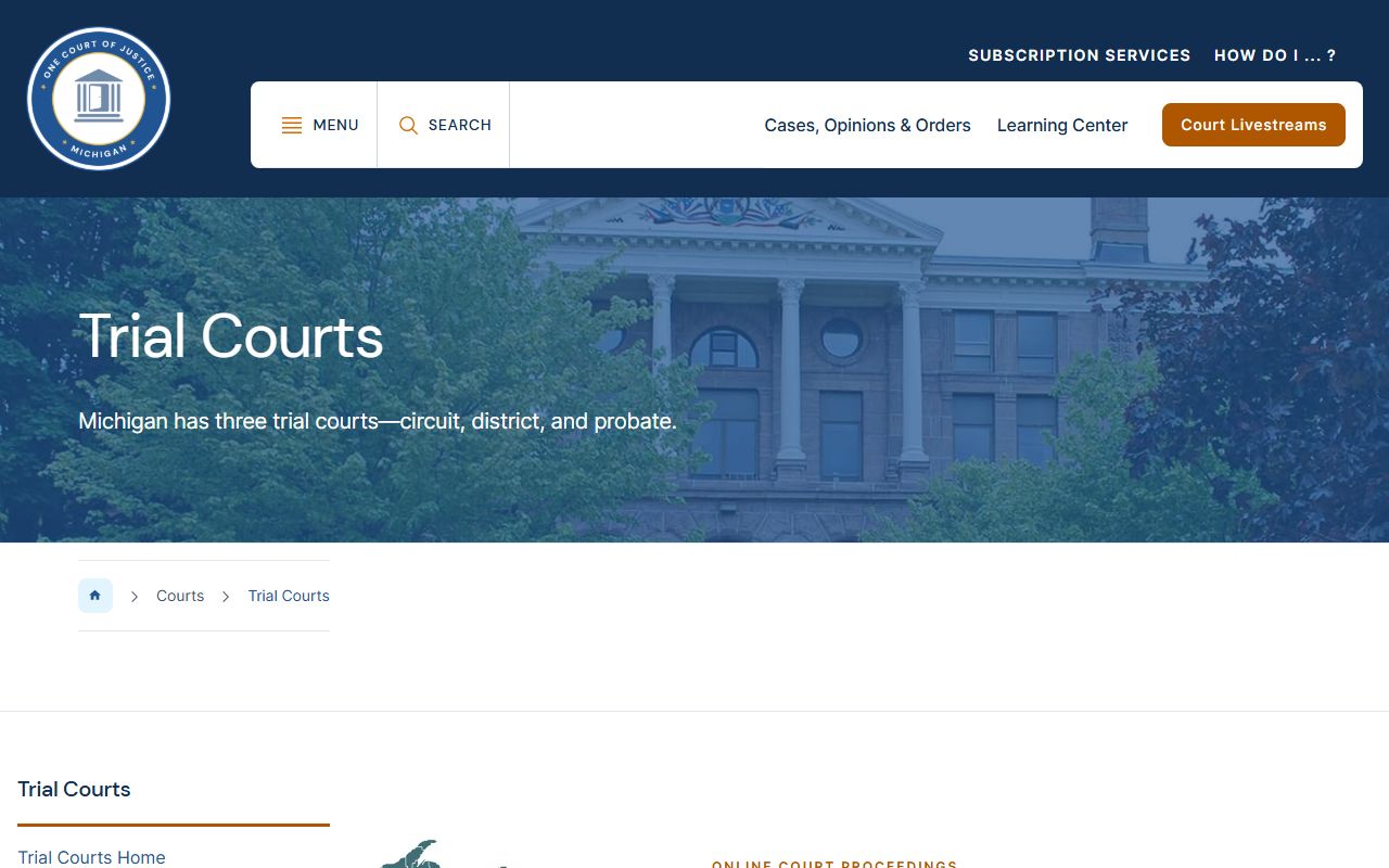 Michigan trial court structure behind Crawford County court records