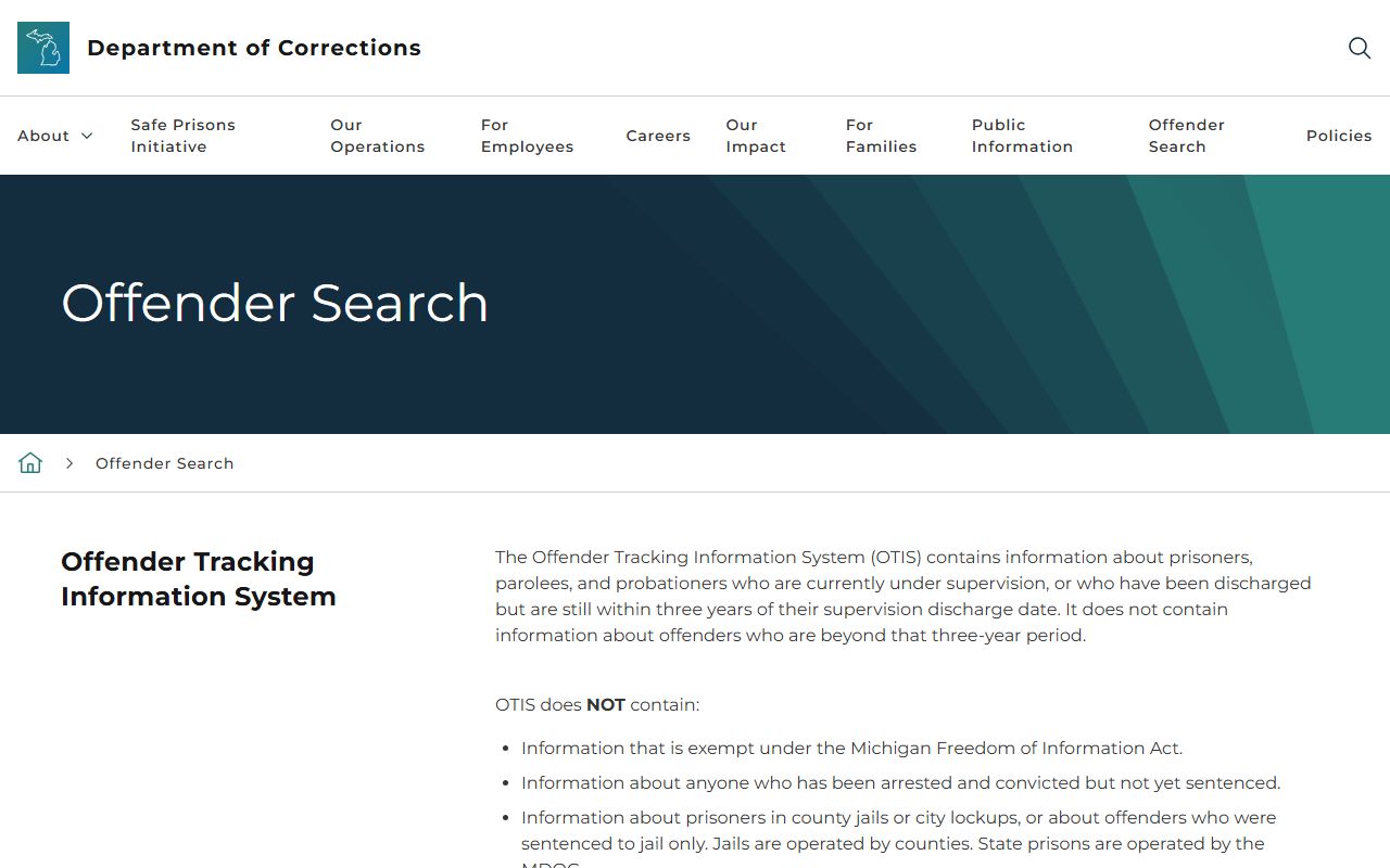 Crawford County inmate records MDOC OTIS state prisoner search