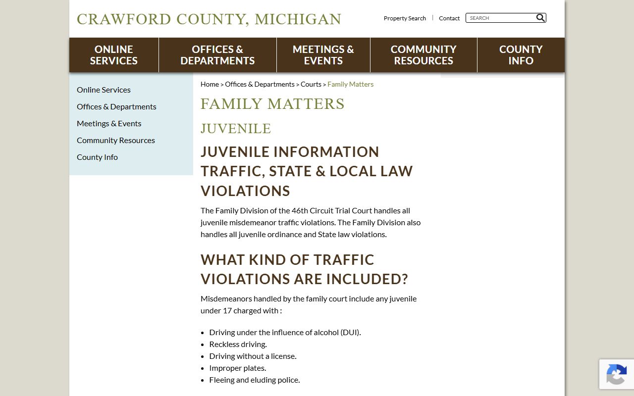 Crawford County probate records family matters and mental health routing page