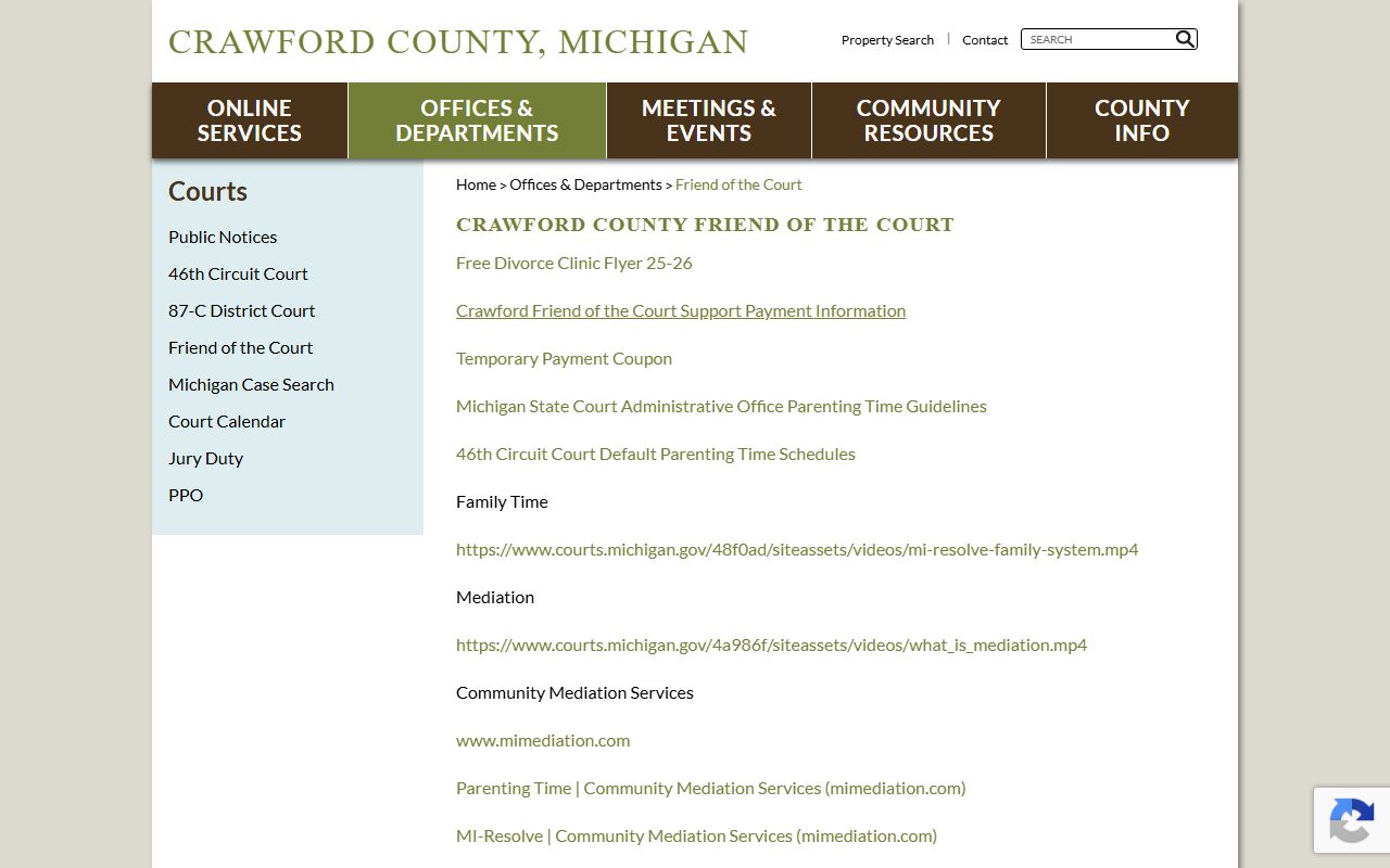 Crawford County probate records Friend of the Court page