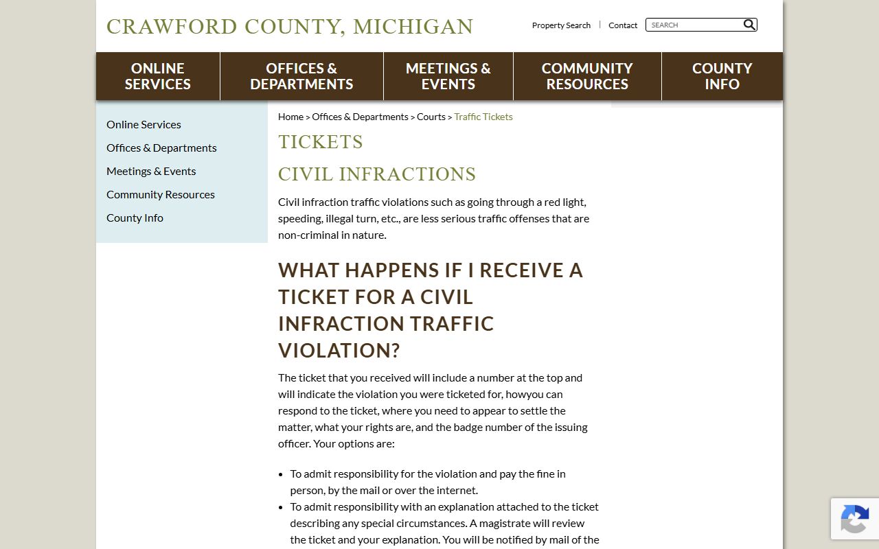Crawford County traffic court records ticket payment and response options